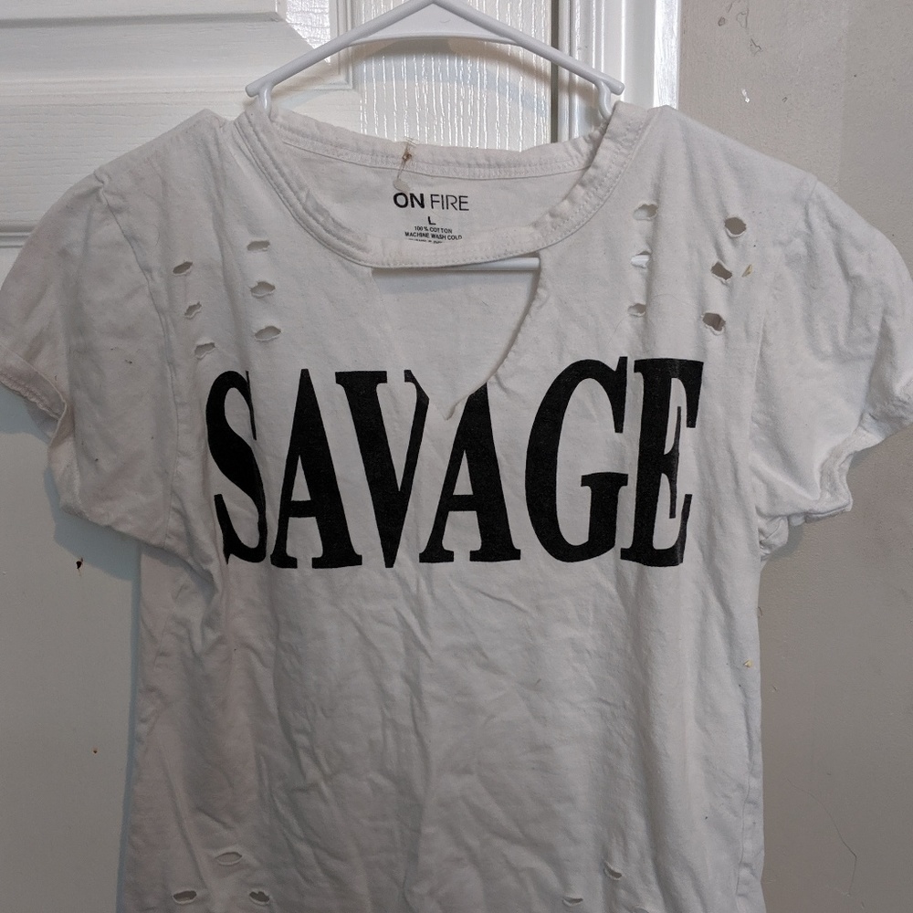 SAVAGE Distressed Crop Top